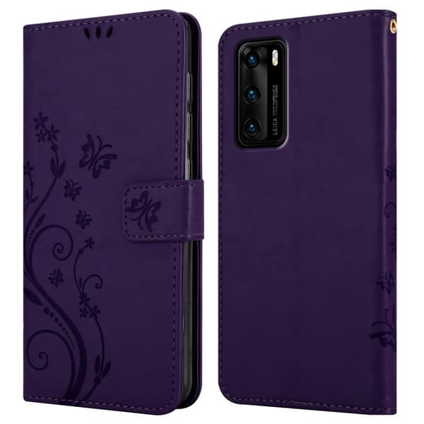 Deksel til Huawei P40 Lommebokdeksel i blomster design med magnetisk lukking, stativfunksjon og kortplasser