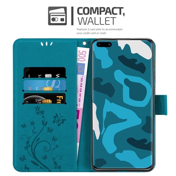 Deksel til Huawei P40 Lommebokdeksel i blomster design med magnetisk lukking, stativfunksjon og kortplasser