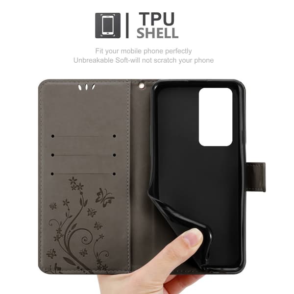 Deksel til Huawei P40 PRO / P40 PRO+ Lommebokdeksel i blomster design med magnetisk lukking, stativfunksjon og kortplasser
