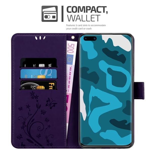 Huawei P40 PRO / P40 PRO+ Skal Fodral i blomdesign Mobilskydd Case Cover med magnetisk stängning, ståfunktion och kortplatser