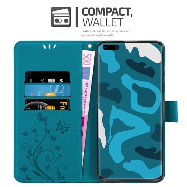 Deksel til Huawei P40 PRO / P40 PRO+ Lommebokdeksel i blomster design med magnetisk lukking, stativfunksjon og kortplasser