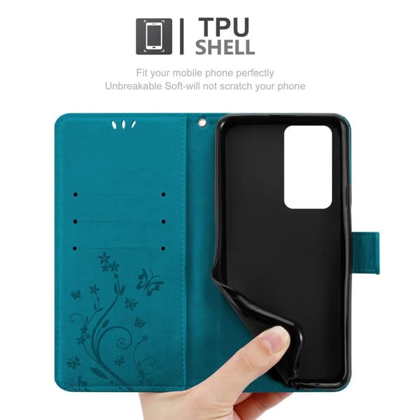 Deksel til Huawei P40 PRO / P40 PRO+ Lommebokdeksel i blomster design med magnetisk lukking, stativfunksjon og kortplasser