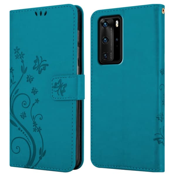 Deksel til Huawei P40 PRO / P40 PRO+ Lommebokdeksel i blomster design med magnetisk lukking, stativfunksjon og kortplasser