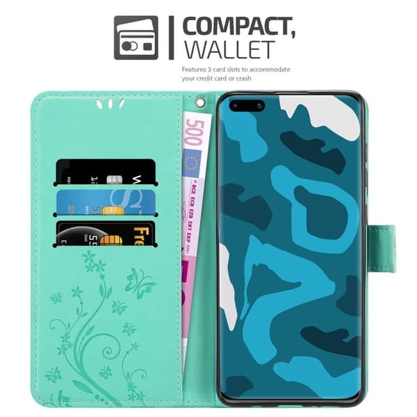 Deksel til Huawei P40 PRO / P40 PRO+ Lommebokdeksel i blomster design med magnetisk lukking, stativfunksjon og kortplasser