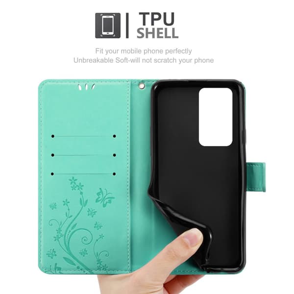 Deksel til Huawei P40 PRO / P40 PRO+ Lommebokdeksel i blomster design med magnetisk lukking, stativfunksjon og kortplasser