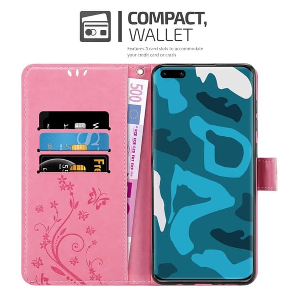 Deksel til Huawei P40 PRO / P40 PRO+ Lommebokdeksel i blomster design med magnetisk lukking, stativfunksjon og kortplasser