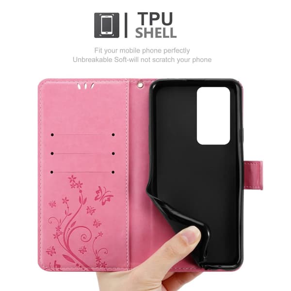 Deksel til Huawei P40 PRO / P40 PRO+ Lommebokdeksel i blomster design med magnetisk lukking, stativfunksjon og kortplasser