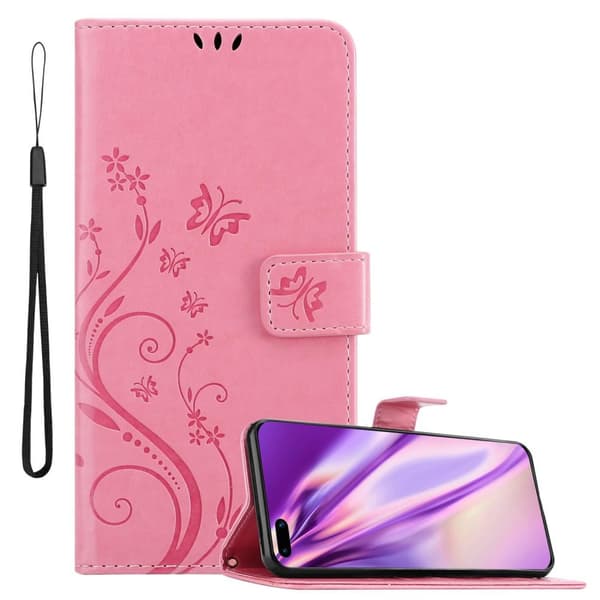 Deksel til Huawei P40 PRO / P40 PRO+ Lommebokdeksel i blomster design med magnetisk lukking, stativfunksjon og kortplasser BLOMSTERROSA