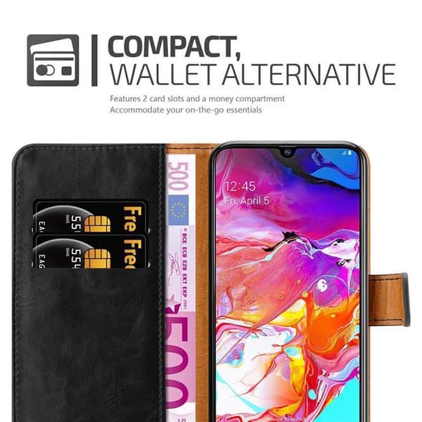 Deksel til Samsung Galaxy A70 / A70s Lommebokdeksel med magnetisk lukking, stativfunksjon og kortlomme