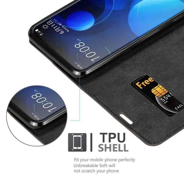 HTC Desire 19 PLUS Fodral Skal Plånboksfodral Case med magnetisk stängning, ståfunktion och kortficka