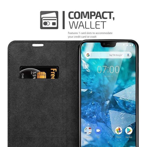 Nokia 7.1 Suojakotelo Suojakuori Lompakkokotelo Matkapuhelinkotelo jossa magneettisuljenta, jalusta-toiminto ja korttitasku