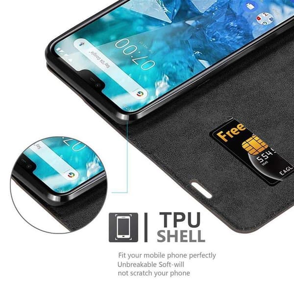 Nokia 7.1 Suojakotelo Suojakuori Lompakkokotelo Matkapuhelinkotelo jossa magneettisuljenta, jalusta-toiminto ja korttitasku