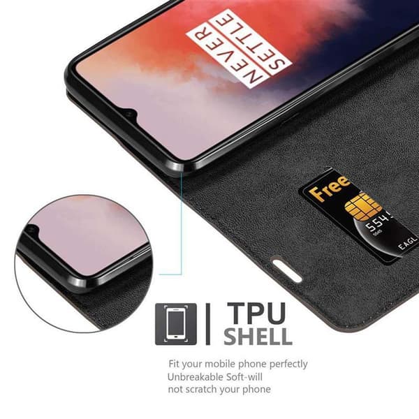 OnePlus 7T Fodral Skal Plånboksfodral Case med magnetisk stängning, ståfunktion och kortficka