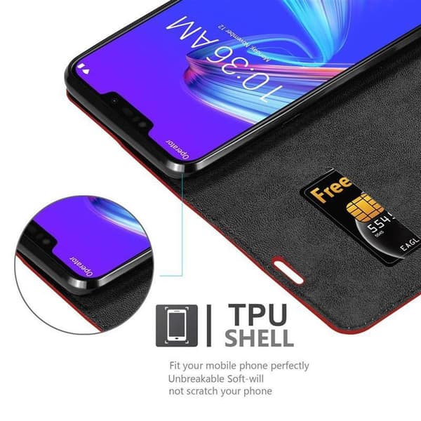 Asus ZenFone MAX M2 Suojakotelo Suojakuori Lompakkokotelo Matkapuhelinkotelo jossa magneettisuljenta, jalusta-toiminto ja korttitasku