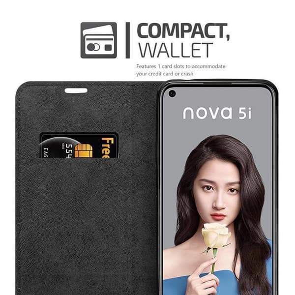 Lommebokdeksel til Huawei NOVA 5i / P20 LITE 2019 Deksel med magnetisk lukking, stativfunksjon og kortlomme