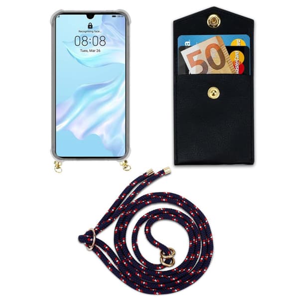 Huawei P30 PRO Suojakuori ketju Silikoni suojakotelo Gold Rings johto hihna ja irrotettava asia
