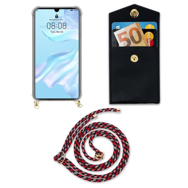 Huawei P30 PRO Suojakuori ketju Silikoni suojakotelo Gold Rings johto hihna ja irrotettava asia
