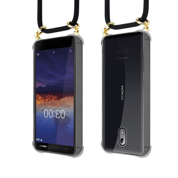 Deksel med kedja for Nokia 3.1 Case med gullringer, ledningsstropp og avtakbart etui