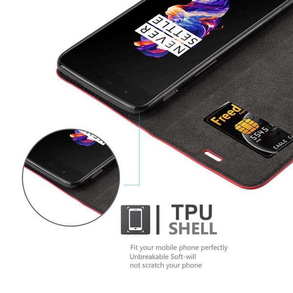 OnePlus 5 Fodral Skal Plånboksfodral Case med magnetisk stängning, ståfunktion och kortficka