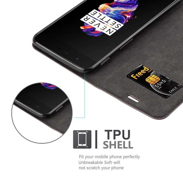 OnePlus 5 Suojakotelo Suojakuori Lompakkokotelo Matkapuhelinkotelo jossa magneettisuljenta, jalusta-toiminto ja korttitasku