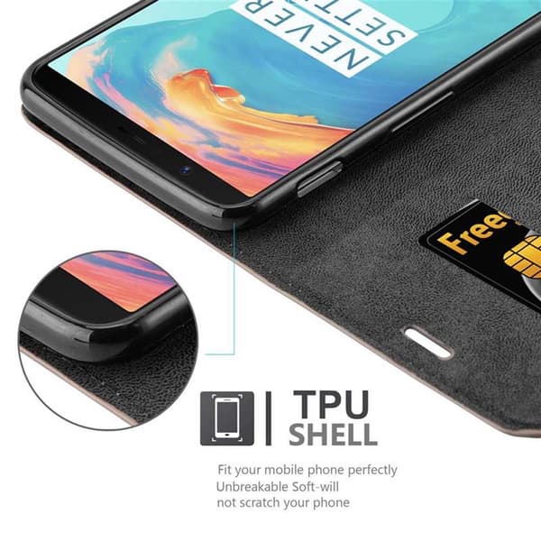 Lommebokdeksel til OnePlus 5T Deksel med magnetisk lukking, stativfunksjon og kortlomme