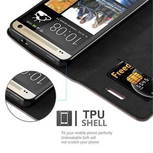 HTC ONE M7 Fodral Skal Plånboksfodral Case med magnetisk stängning, ståfunktion och kortficka