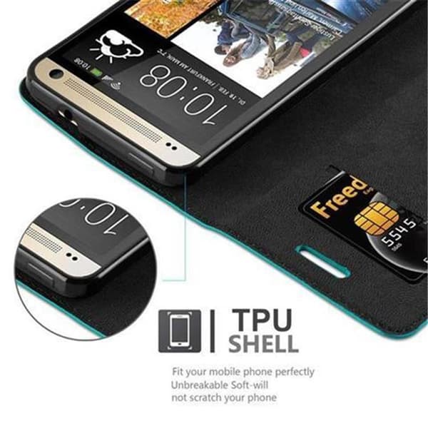 HTC ONE M7 Fodral Skal Plånboksfodral Case med magnetisk stängning, ståfunktion och kortficka