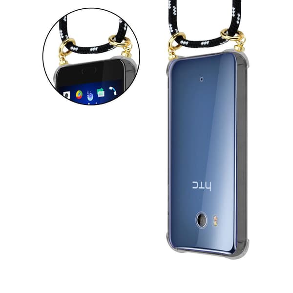 HTC OCEAN / U11 Suojakuori ketju Silikoni suojakotelo Gold Rings johto hihna ja irrotettava asia