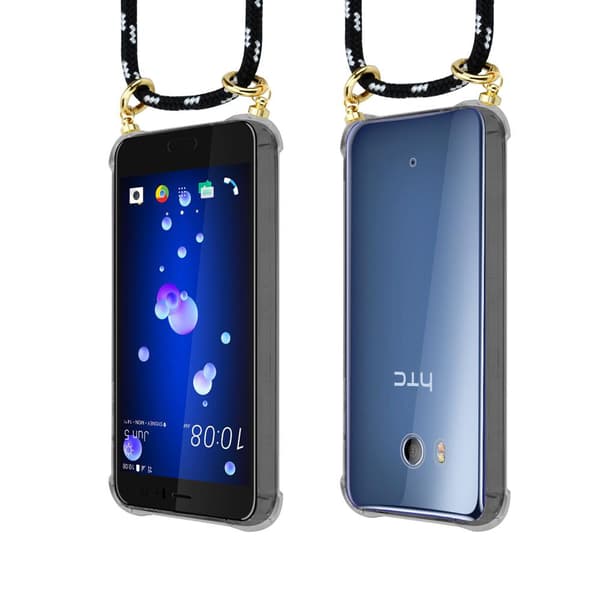 HTC OCEAN / U11 Suojakuori ketju Silikoni suojakotelo Gold Rings johto hihna ja irrotettava asia