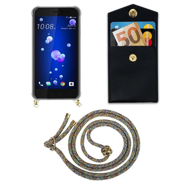 HTC OCEAN / U11 Suojakuori ketju Silikoni suojakotelo Gold Rings johto hihna ja irrotettava asia