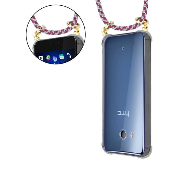 Deksel med kedja for HTC OCEAN / U11 Case med gullringer, ledningsstropp og avtakbart etui