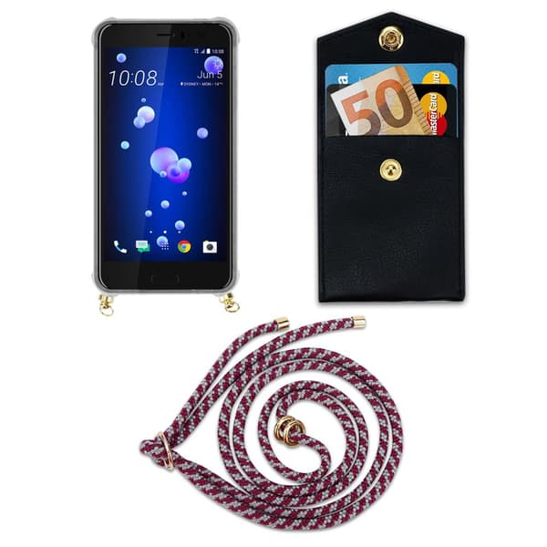 Deksel med kedja for HTC OCEAN / U11 Case med gullringer, ledningsstropp og avtakbart etui
