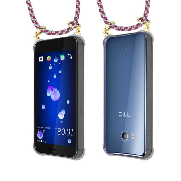 Deksel med kedja for HTC OCEAN / U11 Case med gullringer, ledningsstropp og avtakbart etui