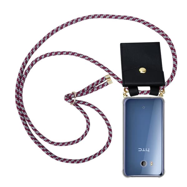 Deksel med kedja for HTC OCEAN / U11 Case med gullringer, ledningsstropp og avtakbart etui