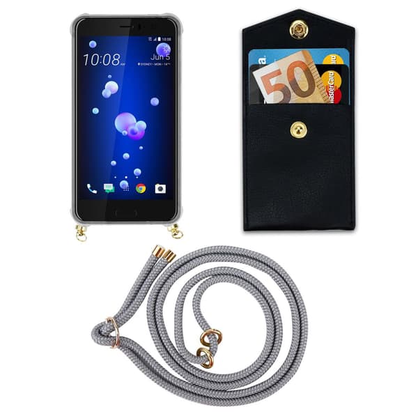 HTC OCEAN / U11 Suojakuori ketju Silikoni suojakotelo Gold Rings johto hihna ja irrotettava asia