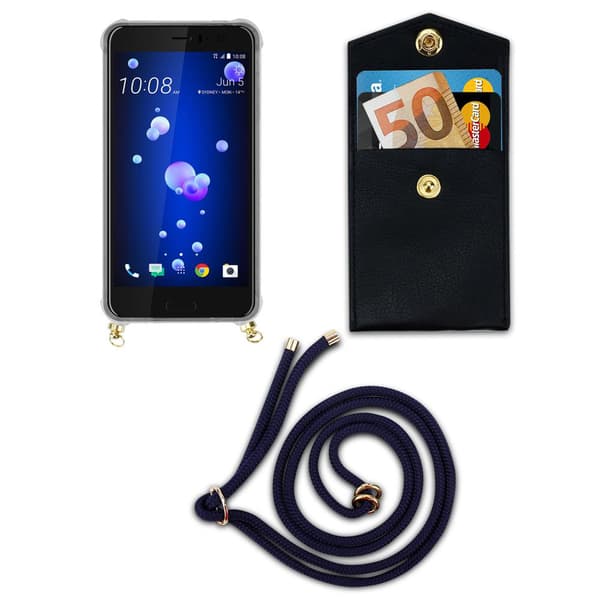 HTC OCEAN / U11 Suojakuori ketju Silikoni suojakotelo Gold Rings johto hihna ja irrotettava asia