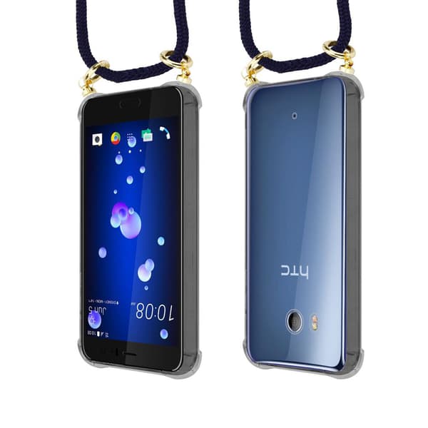 HTC OCEAN / U11 Suojakuori ketju Silikoni suojakotelo Gold Rings johto hihna ja irrotettava asia