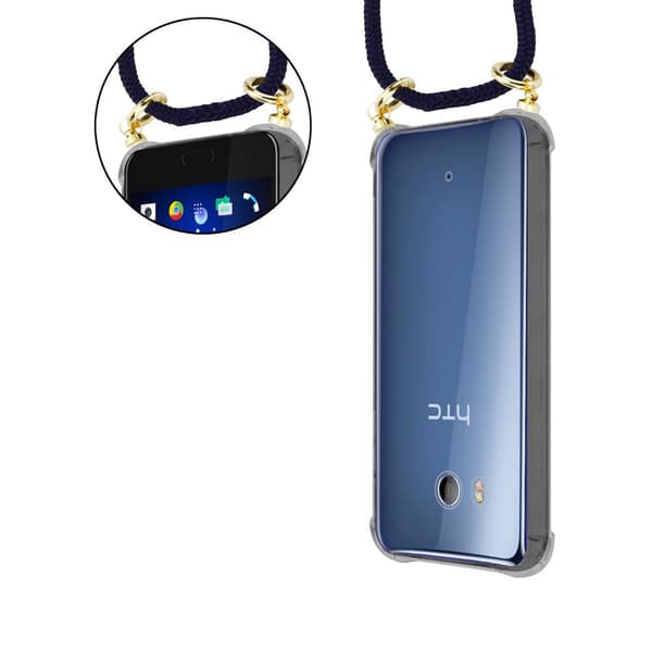 Deksel med kedja for HTC OCEAN / U11 Case med gullringer, ledningsstropp og avtakbart etui