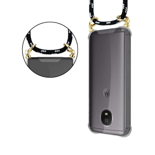 Deksel med kedja for Motorola MOTO G5S Case med gullringer, ledningsstropp og avtakbart etui