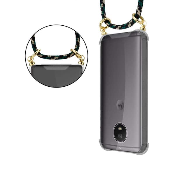 Deksel med kedja for Motorola MOTO G5S Case med gullringer, ledningsstropp og avtakbart etui