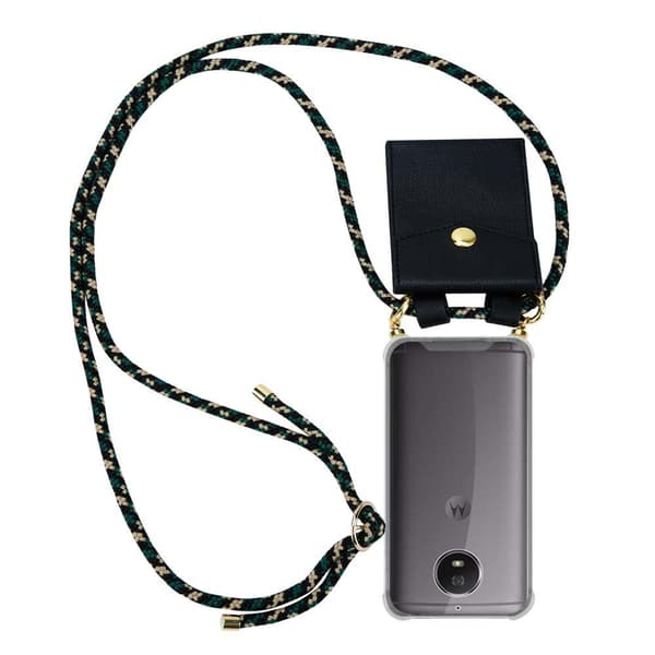 Deksel med kedja for Motorola MOTO G5S Case med gullringer, ledningsstropp og avtakbart etui
