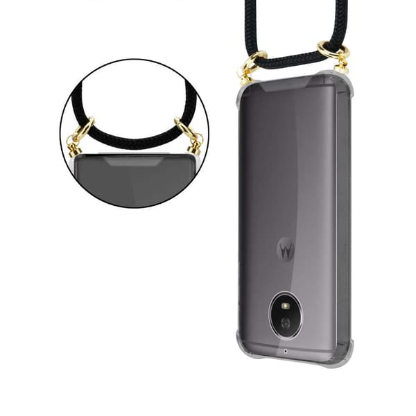 Deksel med kedja for Motorola MOTO G5S Case med gullringer, ledningsstropp og avtakbart etui