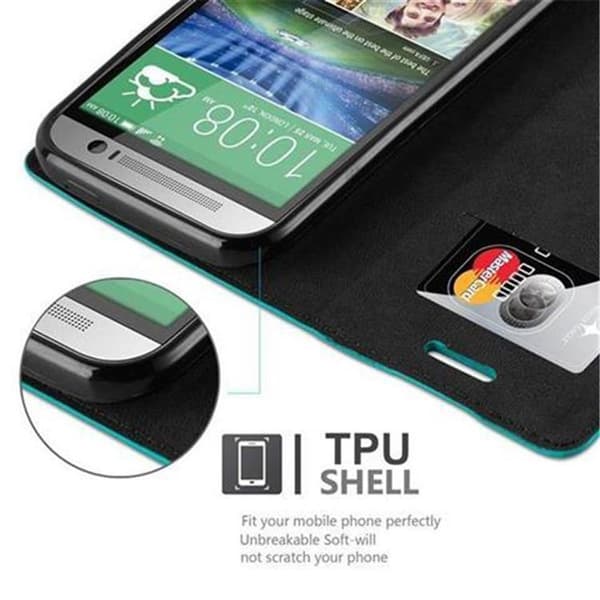 Lommebokdeksel til HTC ONE M8 Deksel med magnetisk lukking, stativfunksjon og kortlomme