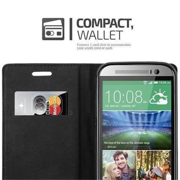 Lommebokdeksel til HTC ONE M8 Deksel med magnetisk lukking, stativfunksjon og kortlomme