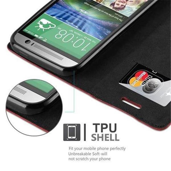Lommebokdeksel til HTC ONE M8 Deksel med magnetisk lukking, stativfunksjon og kortlomme