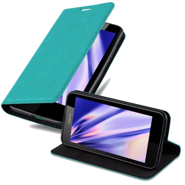 Nokia Lumia 630 / 635 Suojakotelo Suojakuori Lompakkokotelo Matkapuhelinkotelo jossa magneettisuljenta, jalusta-toiminto ja korttitasku PETROL TURKKIS