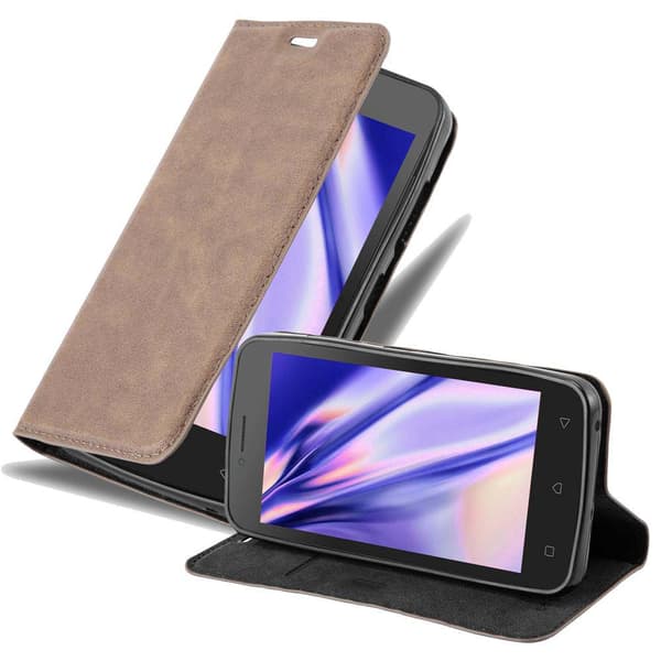 Lenovo A PLUS Suojakotelo Suojakuori Lompakkokotelo Matkapuhelinkotelo jossa magneettisuljenta, jalusta-toiminto ja korttitasku KAHVIN RUSKEA