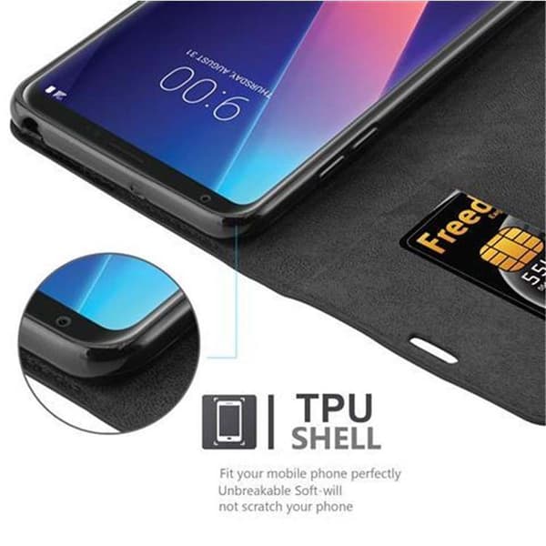Lommebokdeksel til LG V30 / V30+ / V30S / V30S+ Deksel med magnetisk lukking, stativfunksjon og kortlomme