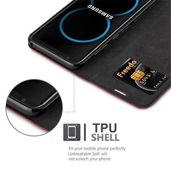 Samsung Galaxy S8 PLUS Suojakotelo Suojakuori Lompakkokotelo Matkapuhelinkotelo jossa magneettisuljenta, jalusta-toiminto ja korttitasku