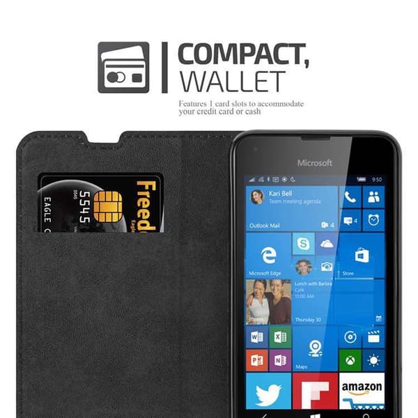 Lommebokdeksel til Nokia Lumia 550 Deksel med magnetisk lukking, stativfunksjon og kortlomme